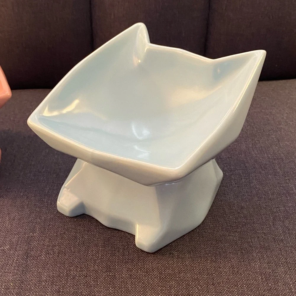2 ceramic cat head food dishes pet dishes (01)